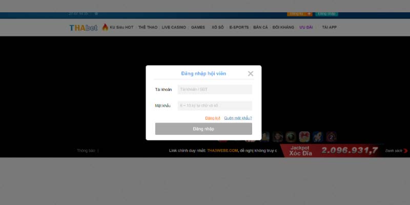 Đăng nhập Thabet lưu ý quan trọng